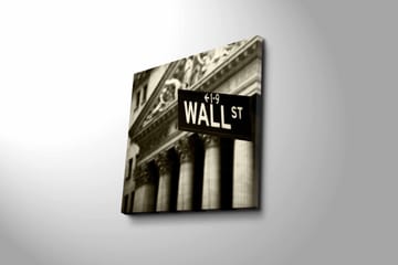 Lerretsbilde 45x45 cm - Skilt med teksten WALL ST i fokus - Svart / Hvit / Grå - Interiør - Maleri & posters - Lerretsbilder