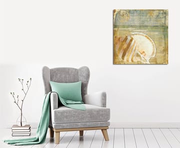 Lerretsbilde 45x45 cm - Skjell med subtile detaljer og teksturer - Beige / Blå / Grønn - Interiør - Maleri & posters - Lerretsbilder