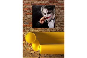 Lerretsbilde 45x45 cm - Skummel figur med klovnesminke og sigar - Hvit / Svart / Rød - Interiør - Maleri & posters - Lerretsbilder