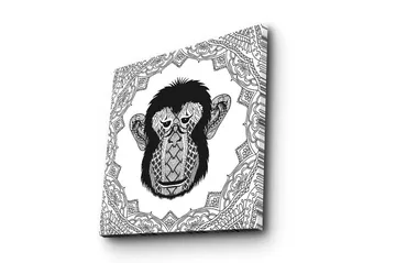 Lerretsbilde 45x45 cm - Stilisert ape med detaljert mønster - Svart / Hvit - Interiør - Maleri & posters - Lerretsbilder