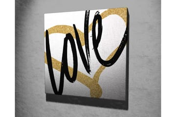 Lerretsbilde 45x45 cm - Stilisert tekst med ordet love i svart og gull - Svart / Gull - Interiør - Maleri & posters - Lerretsbilder