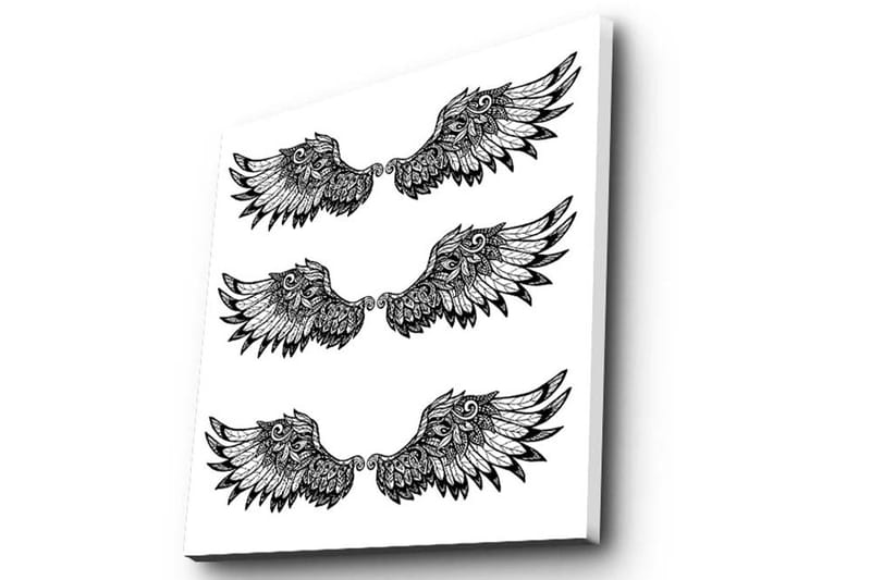 Lerretsbilde 45x45 cm - Stiliserte fuglevinger i symmetrisk arrangement - Svart / Hvit - Interiør - Maleri & posters - Lerretsbilder