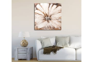 Lerretsbilde 45x45 cm - Storslått blomst i myke, nøytrale toner - Hvit / Beige / Brun - Interiør - Maleri & posters - Lerretsbilder