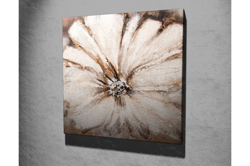 Lerretsbilde 45x45 cm - Storslått blomst i myke, nøytrale toner - Hvit / Beige / Brun - Interiør - Maleri & posters - Lerretsbilder