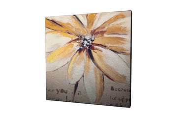 Lerretsbilde 45x45 cm - Storslått blomst med gule og beige toner - Gul / Beige / Brun - Interiør - Maleri & posters - Lerretsbilder