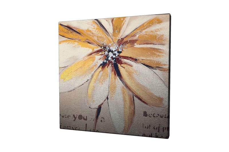 Lerretsbilde 45x45 cm - Storslått blomst med gule og beige toner, Gul / Beige / Brun