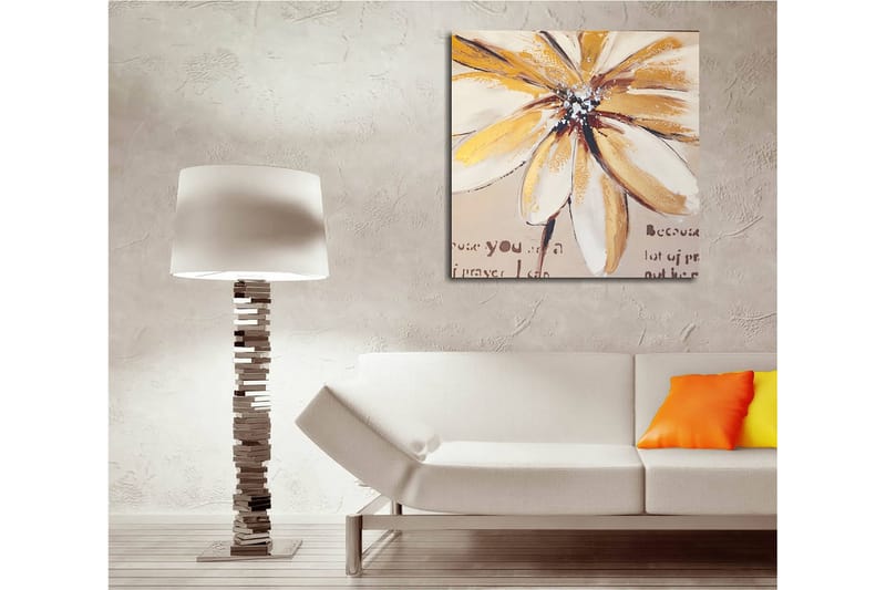 Lerretsbilde 45x45 cm - Storslått blomst med gule og beige toner - Gul / Beige / Brun - Interiør - Maleri & posters - Lerretsbilder