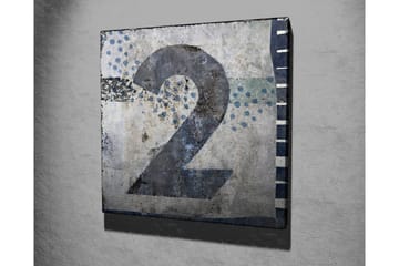 Lerretsbilde 45x45 cm - Stort nummer to i en abstrakt komposisjon - Blå / Grå / Hvit - Interiør - Maleri & posters - Lerretsbilder