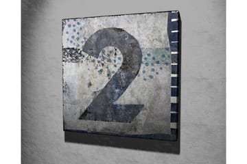 Lerretsbilde 45x45 cm - Stort nummer to i en abstrakt komposisjon - Blå / Grå / Hvit - Interiør - Maleri & posters - Lerretsbilder