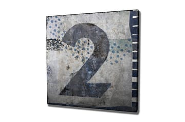 Lerretsbilde 45x45 cm - Stort nummer to i en abstrakt komposisjon - Blå / Grå / Hvit - Interiør - Maleri & posters - Lerretsbilder