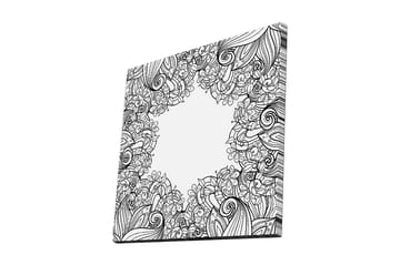 Lerretsbilde 45x45 cm - Svart-hvitt mønster av blomster og skriftruller - Svart / Hvit - Interiør - Maleri & posters - Lerretsbilder