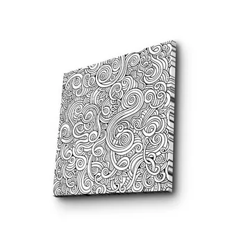 Lerretsbilde 45x45 cm - Svart-hvitt mønster med buede linjer og spiraler - Svart / Hvit - Interiør - Maleri & posters - Lerretsbilder