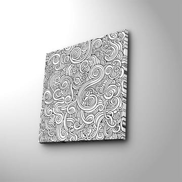 Lerretsbilde 45x45 cm - Svart-hvitt mønster med buede linjer og spiraler - Svart / Hvit - Interiør - Maleri & posters - Lerretsbilder