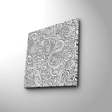 Lerretsbilde 45x45 cm - Svart-hvitt mønster med buede linjer og spiraler - Svart / Hvit - Interiør - Maleri & posters - Lerretsbilder