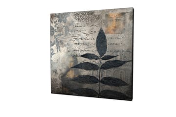 Lerretsbilde 45x45 cm - Svart løvverk mot en abstrakt bakgrunn - Svart / Grå / Beige - Interiør - Maleri & posters - Lerretsbilder