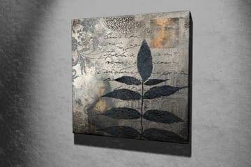 Lerretsbilde 45x45 cm - Svart løvverk mot en abstrakt bakgrunn - Svart / Grå / Beige - Interiør - Maleri & posters - Lerretsbilder