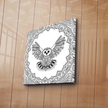 Lerretsbilde 45x45 cm - Ugle med utstrakte vinger i en detaljert ramme - Svart / Hvit - Interiør - Maleri & posters - Lerretsbilder