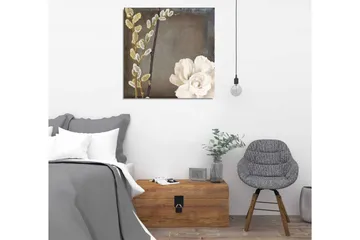 Lerretsbilde 45x45 cm - Vakker komposisjon av blomster og kvister - Hvit / Grå / Beige - Interiør - Maleri & posters - Lerretsbilder
