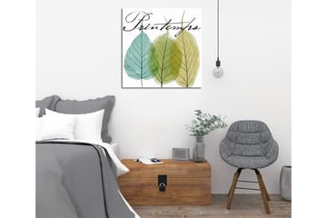 Lerretsbilde 45x45 cm - Vakre blader i forskjellige grønnfarger - Grønn / Lys blå / Gulgrønn - Interiør - Maleri & posters - Lerretsbilder