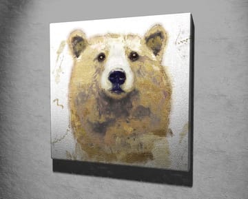 Lerretsbilde 45x45 cm - Portrett av en bjørn med myke penselstrøk - Beige / Brun / Hvit - Interiør - Maleri & posters - Lerretsbilder