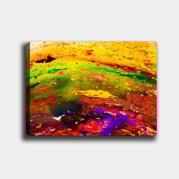 Lerretsbilde 70x100 cm - Abstrakt fargeeksplosjon med dynamiske mønstre og livlige fargetoner - Gul / Grønn / Rød - Interiør - Maleri & posters - Lerretsbilder