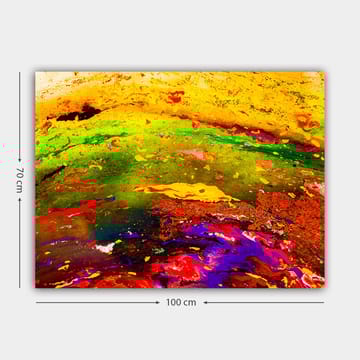 Lerretsbilde 70x100 cm - Abstrakt fargeeksplosjon med dynamiske mønstre og livlige fargetoner - Gul / Grønn / Rød - Interiør - Maleri & posters - Lerretsbilder