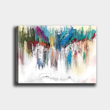 Lerretsbilde 70x100 cm - Abstrakt fargeeksplosjon med elementer av blått og rødt - Blå / Rød / Grønn - Interiør - Maleri & posters - Lerretsbilder