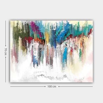 Lerretsbilde 70x100 cm - Abstrakt fargeeksplosjon med elementer av blått og rødt - Blå / Rød / Grønn - Interiør - Maleri & posters - Lerretsbilder