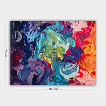 Lerretsbilde 70x100 cm - Abstrakt fargeeksplosjon med virvlende mønstre og dynamiske former - Blå / Grønn / Rød - Interiør - Maleri & posters - Lerretsbilder