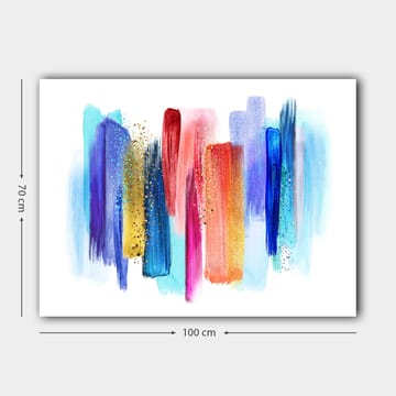 Lerretsbilde 70x100 cm - Abstrakt fargespill med vertikale penselstrøk i livlige nyanser - Blå / Rød / Rosa - Interiør - Maleri & posters - Lerretsbilder