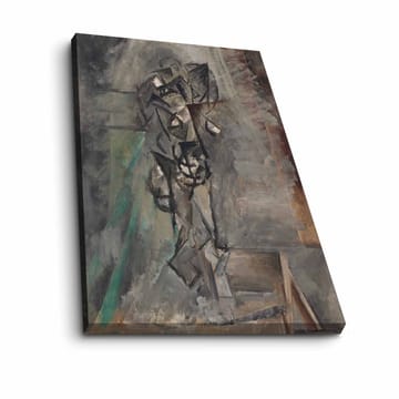 Lerretsbilde 70x100 cm - Abstrakt figurativ komposisjon med en menneskefigur i fokus - Grå / Svart / Brun - Interiør - Maleri & posters - Lerretsbilder