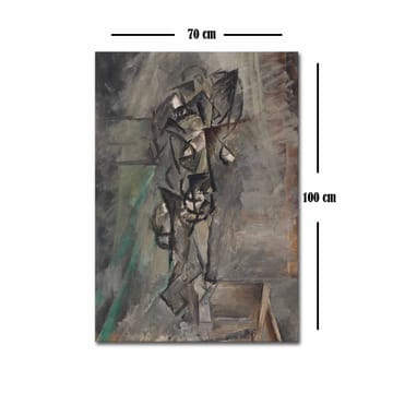 Lerretsbilde 70x100 cm - Abstrakt figurativ komposisjon med en menneskefigur i fokus - Grå / Svart / Brun - Interiør - Maleri & posters - Lerretsbilder