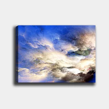 Lerretsbilde 70x100 cm - Abstrakt himmel med dramatiske skyformasjoner i forskjellige nyanser - Blå / Hvit / Grønn - Interiør - Maleri & posters - Lerretsbilder