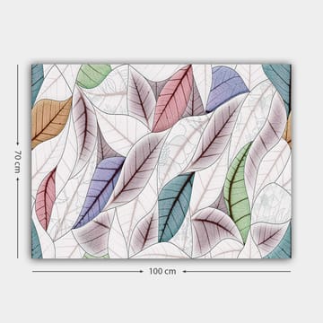 Lerretsbilde 70x100 cm - Abstrakt komposisjon av fargerike blader i forskjellige former og nyanser - Grønn / Rød / Blå - Interiør - Maleri & posters - Lerretsbilder