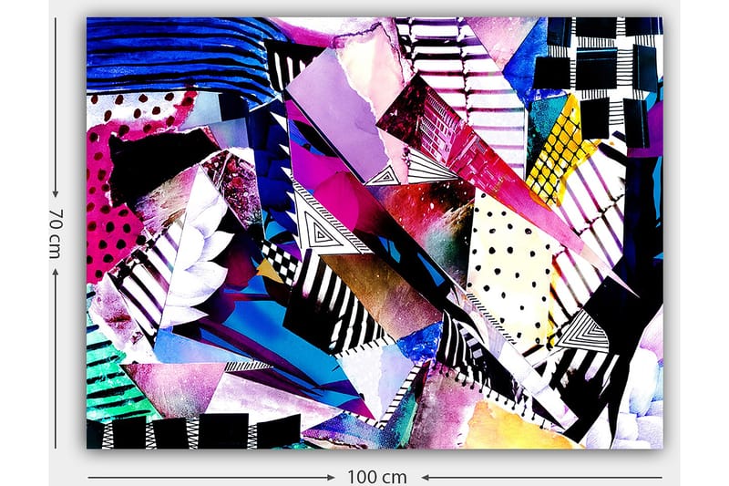Lerretsbilde 70x100 cm - Abstrakt komposisjon av fargerike geometriske former og mønstre - Lilla / Blå / Svart - Interiør - Maleri & posters - Lerretsbilder