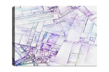 Lerretsbilde 70x100 cm - Abstrakt komposisjon av geometriske former i myke nyanser - Lilla / Hvit / Lyseblå - Interiør - Maleri & posters - Lerretsbilder