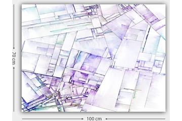 Lerretsbilde 70x100 cm - Abstrakt komposisjon av geometriske former i myke nyanser - Lilla / Hvit / Lyseblå - Interiør - Maleri & posters - Lerretsbilder