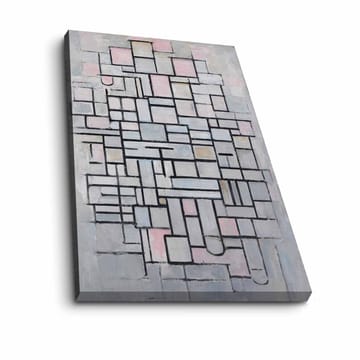 Lerretsbilde 70x100 cm - Abstrakt komposisjon av geometriske former i myke nyanser - Lys grå / Rosa / Svart - Interiør - Maleri & posters - Lerretsbilder