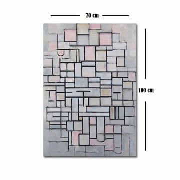 Lerretsbilde 70x100 cm - Abstrakt komposisjon av geometriske former i myke nyanser - Lys grå / Rosa / Svart - Interiør - Maleri & posters - Lerretsbilder