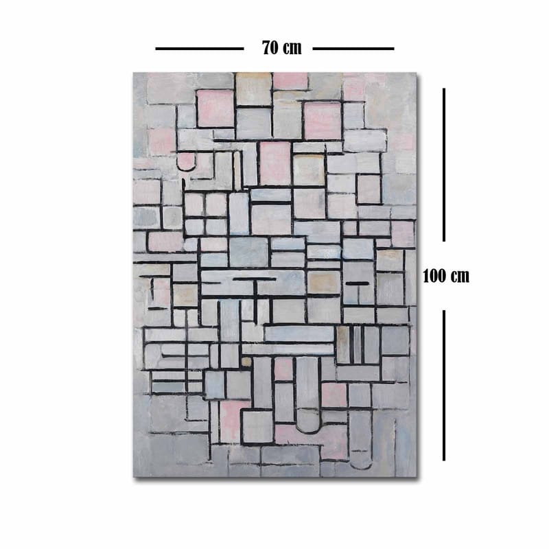 Lerretsbilde 70x100 cm - Abstrakt komposisjon av geometriske former i myke nyanser - Lys grå / Rosa / Svart - Interiør - Maleri & posters - Lerretsbilder