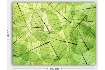 Lerretsbilde 70x100 cm - Abstrakt komposisjon av gjennomsiktige blader i forskjellige grønnfarger - Lys grønn / Mørkegrønn / Svart - Interiør - Maleri & posters - Lerretsbilder