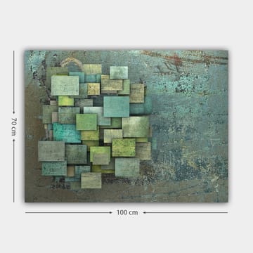 Lerretsbilde 70x100 cm - Abstrakt komposisjon av overlappende firkanter i forskjellige nyanser av grønt og blått - Grønn / Turkis / Blå - Interiør - Maleri & posters - Lerretsbilder