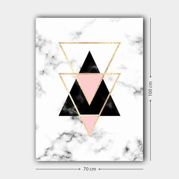 Lerretsbilde 70x100 cm - Abstrakt komposisjon av trekanter i forskjellige farger og former - Svart / Rosa / Gull - Interiør - Maleri & posters - Lerretsbilder