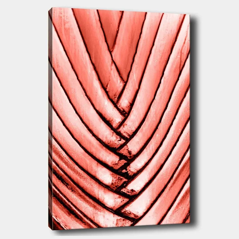 Lerretsbilde 70x100 cm - Abstrakt komposisjon med bølgete linjer i rosa nyanser, Rosa / Svart