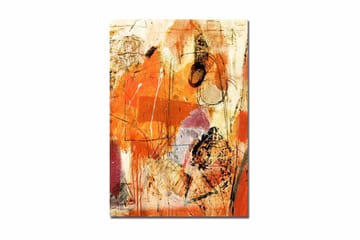 Lerretsbilde 70x100 cm - Abstrakt komposisjon med dominerende oransje og røde toner som skaper en energisk følelse - Oransje / Rød / Lys beige - Interiør - Maleri & posters - Lerretsbilder