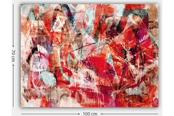 Lerretsbilde 70x100 cm - Abstrakt komposisjon med dynamiske former i sterke farger - Rød / Turkis / Beige - Interiør - Maleri & posters - Lerretsbilder