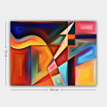 Lerretsbilde 70x100 cm - Abstrakt komposisjon med dynamiske former og farger som skaper en følelse av bevegelse - Mørk blå / Oransje / Rød - Interiør - Maleri & posters - Lerretsbilder