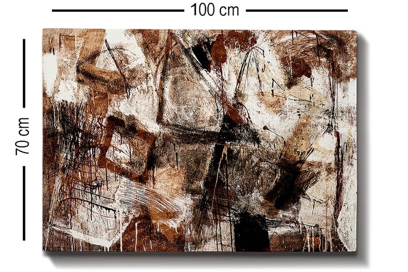 Lerretsbilde 70x100 cm - Abstrakt komposisjon med elementer av geometriske former og linjer - Mørk brun / Beige / Hvit - Interiør - Maleri & posters - Lerretsbilder