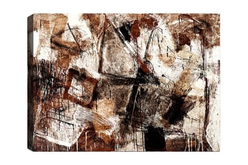 Lerretsbilde 70x100 cm - Abstrakt komposisjon med elementer av geometriske former og linjer - Mørk brun / Beige / Hvit - Interiør - Maleri & posters - Lerretsbilder