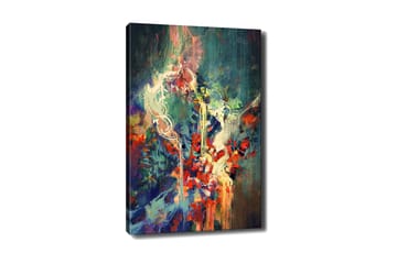 Lerretsbilde 70x100 cm - Abstrakt komposisjon med fargerike former og dynamiske linjer - Rød / Grønn / Blå - Interiør - Maleri & posters - Lerretsbilder